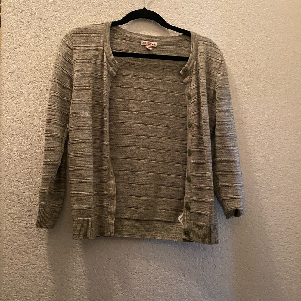 Green 3/4 sleeve cardigan